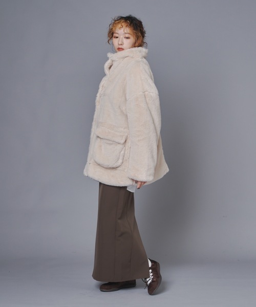 terrace コート アウター スタンドネックファーコート レディース 