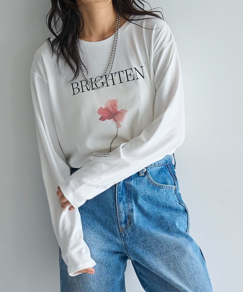 meilmada tシャツ フラワーフォトプリントロンT レディース : ZOZOTOWN