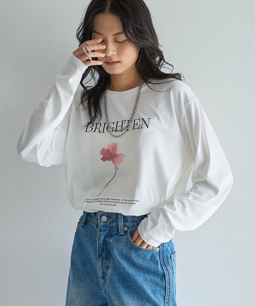 meilmada tシャツ フラワーフォトプリントロンT レディース : ZOZOTOWN