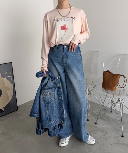 meilmada tシャツ フラワーフォトプリントロンT レディース : ZOZOTOWN