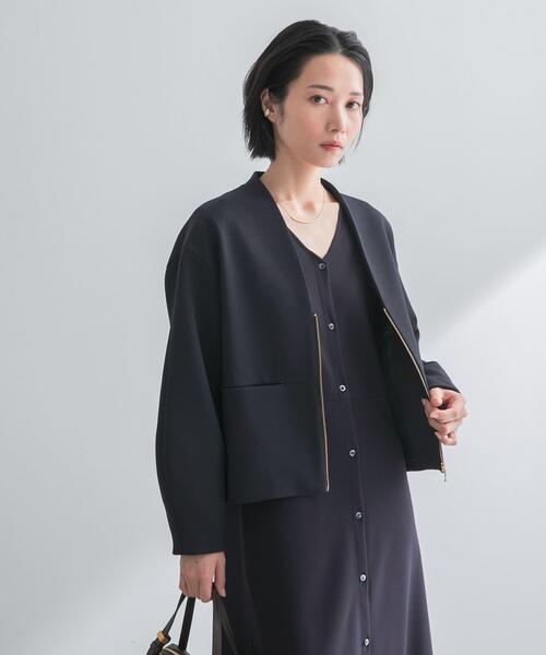ブルゾン アウター ストレッチジョーゼットブルゾン レディース