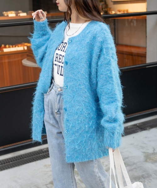 「WEGO」 ニットカーディガン FREE パープル レディース_画像9