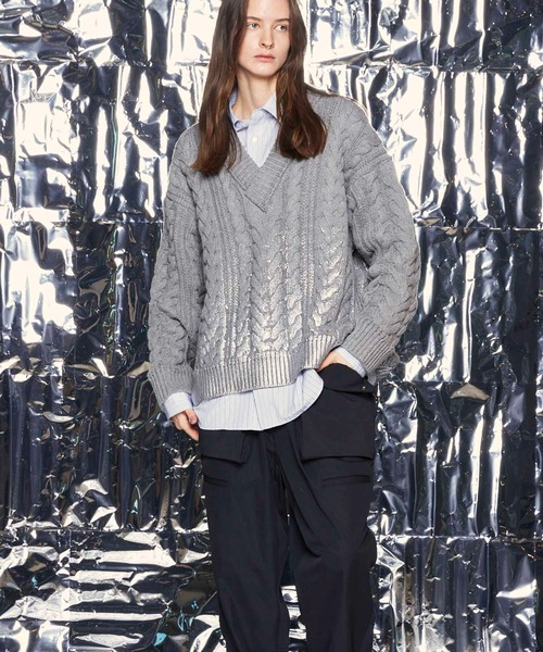 「MAISON SPECIAL」 長袖ニット 2 グレー メンズの画像