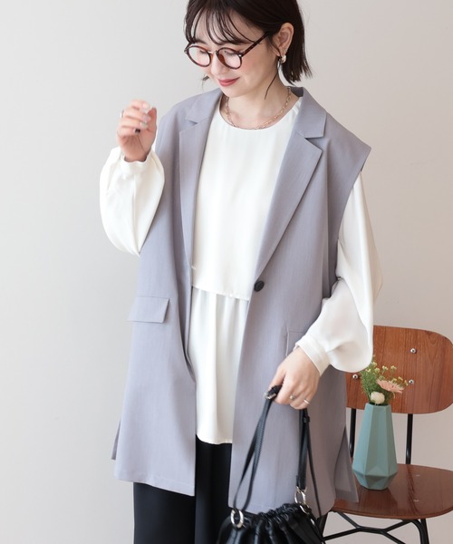 any SiS ホワイト ベスト　ジレ　晴れ着　仕事着　入園式　入学式 VIS（ビス） ベスト ジレ 入学式 入園式 卒園式 「WEB限定」ノーカラー
