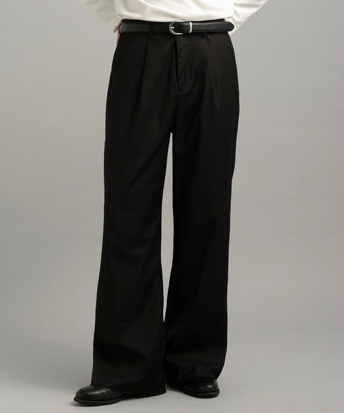 LURAKU スラックス 「LURAKU」one tuck flare slacks / 1タックフレア