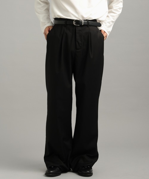 LURAKU スラックス 「LURAKU」one tuck flare slacks / 1タックフレア