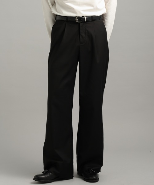 LURAKU スラックス 「LURAKU」one tuck flare slacks / 1タックフレア
