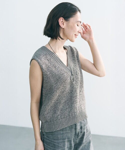 UNFILO（アンフィーロ） ベスト ジレ テープヤーンニット ベスト