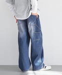 ワイドパンツ パンツ キッズ デニムペインター...の詳細画像3