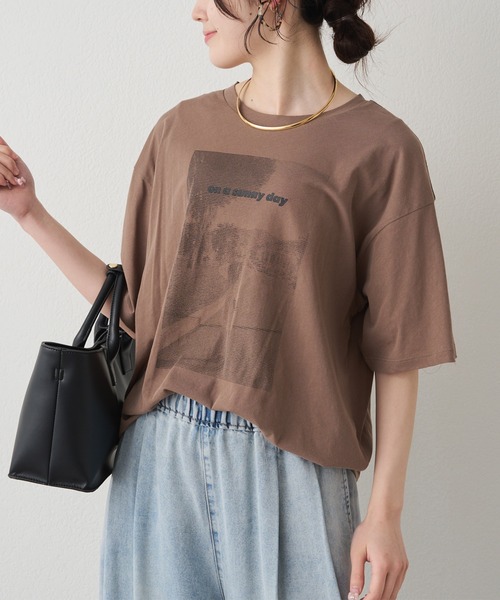 tシャツ テキストアートプリントTシャツ レディースの画像