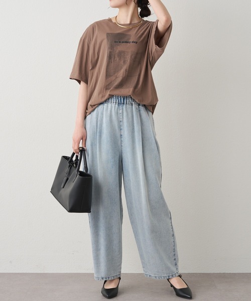 tシャツ テキストアートプリントTシャツ レディースの画像