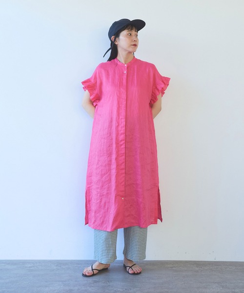 yuni ワンピース 60/1Linen gather sleeves one-piece : ZOZOTOWN