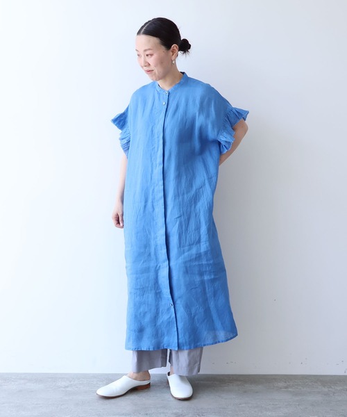 yuni ワンピース 60/1Linen gather sleeves one-piece : ZOZOTOWN