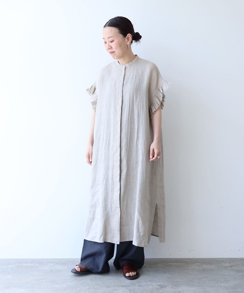 yuni ワンピース 60/1Linen gather sleeves one-piece : ZOZOTOWN