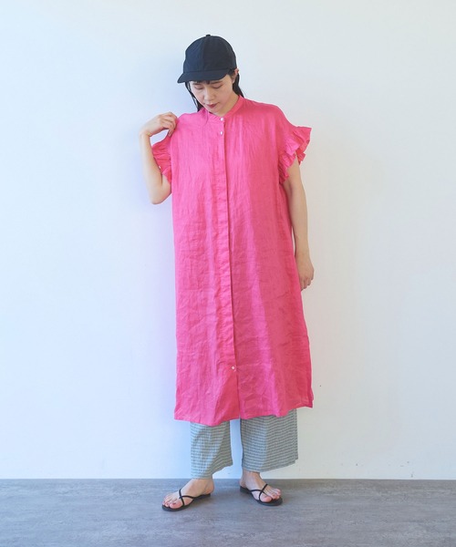 ワンピース Yuni yuni ワンピース 60/1Linen gather sleeves one-piece : ZOZOTOWN