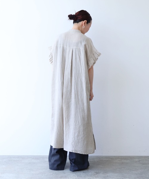 yuni ワンピース 60/1Linen gather sleeves one-piece : ZOZOTOWN