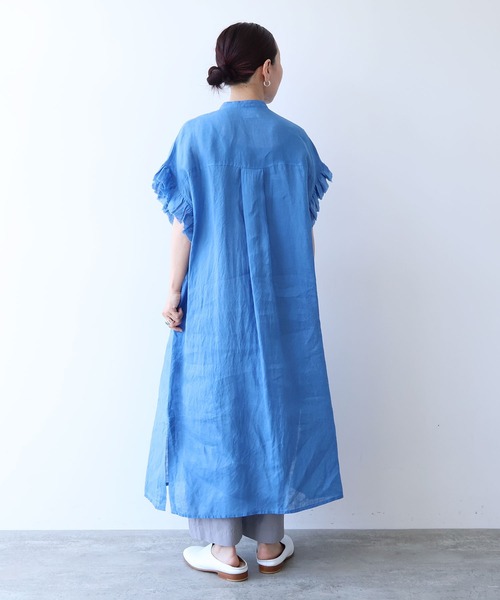 yuni ワンピース 半袖 60/1Linen gather sleeves one-piece : ZOZOTOWN
