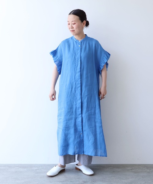 yuni ワンピース 60/1Linen gather sleeves one-piece : ZOZOTOWN