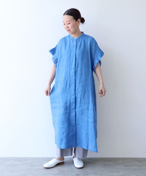 yuni ワンピース 半袖 60/1Linen gather sleeves one-piece : ZOZOTOWN