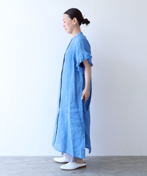 yuni ワンピース 半袖 60/1Linen gather sleeves one-piece : ZOZOTOWN