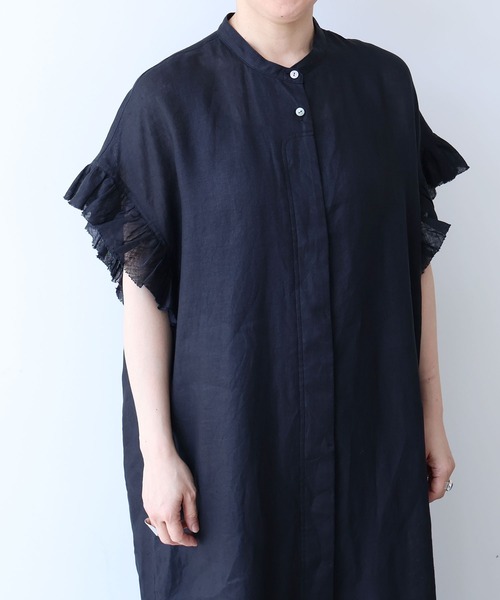 yuni ワンピース 半袖 60/1Linen gather sleeves one-piece : ZOZOTOWN 