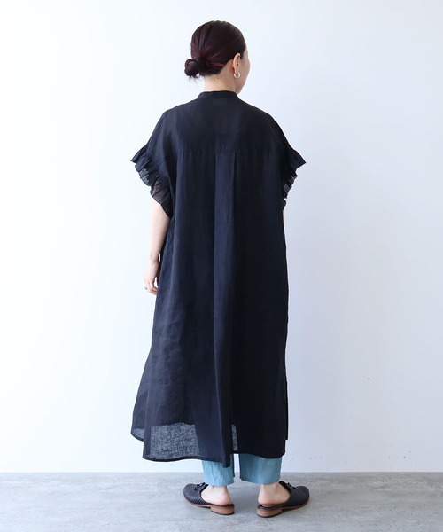 yuni ワンピース 半袖 60/1Linen gather sleeves one-piece : ZOZOTOWN