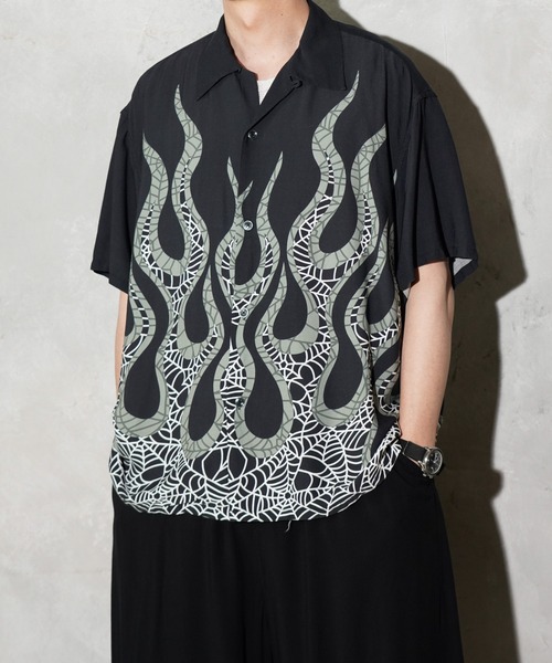 TOWNCRAFT（タウンクラフト） シャツ PRINTED LOOP COLLAR SS SHIRT 総