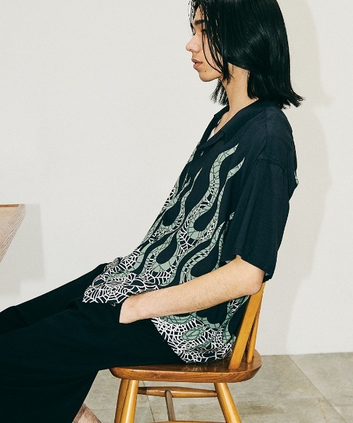 TOWNCRAFT（タウンクラフト） シャツ 半袖 PRINTED LOOP COLLAR SS