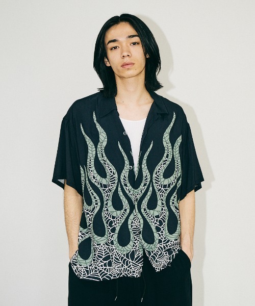 TOWNCRAFT（タウンクラフト） シャツ 半袖 PRINTED LOOP COLLAR SS