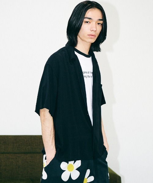 TOWNCRAFT オーバルパターン 半袖シャツ TOWNCRAFT（タウンクラフト） シャツ 半袖 PRINTED LOOP COLLAR SS