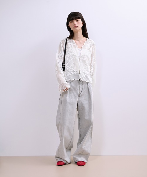 ADAM ET ROPE'（アダムエロペ） カーディガン 「WEB限定」メッシュエン