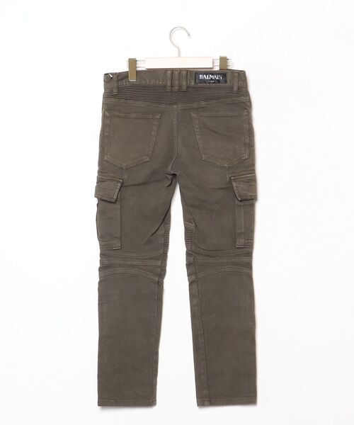balmainバイカーデニム　カーキ 27 BALMAIN（バルマン） バイカーカーゴデニムパンツ 28 グリーン