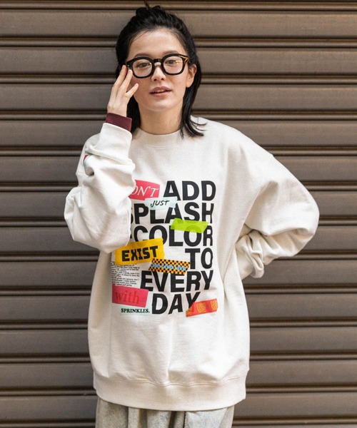 「Fishs Eddy」 スウェットカットソー MEDIUM ネイビー レディース_画像5
