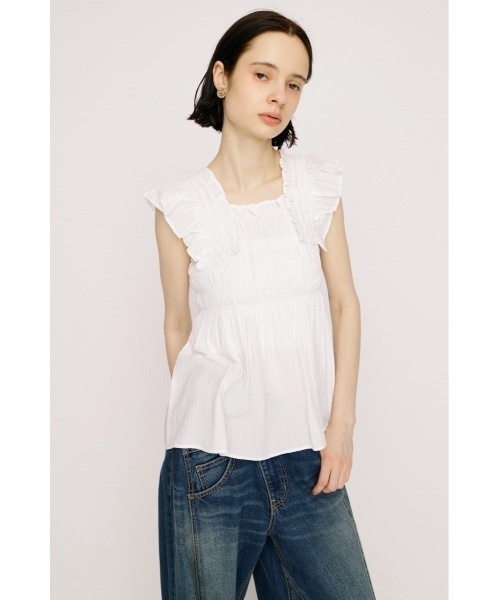 トップス Li SLY（スライ） ブラウス シャツ SEERSUCKER ARM FRILL TOPS シアー