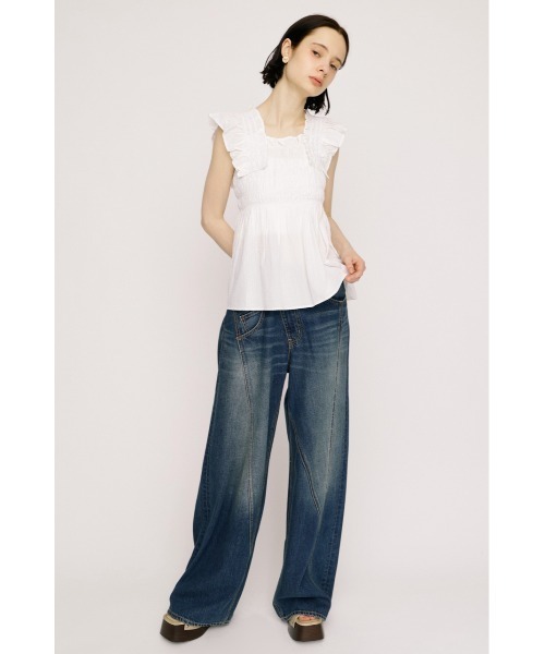 SLY（スライ） ブラウス シャツ SEERSUCKER ARM FRILL TOPS シアー