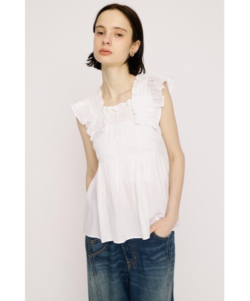 SLY（スライ） ブラウス シャツ SEERSUCKER ARM FRILL TOPS シアー