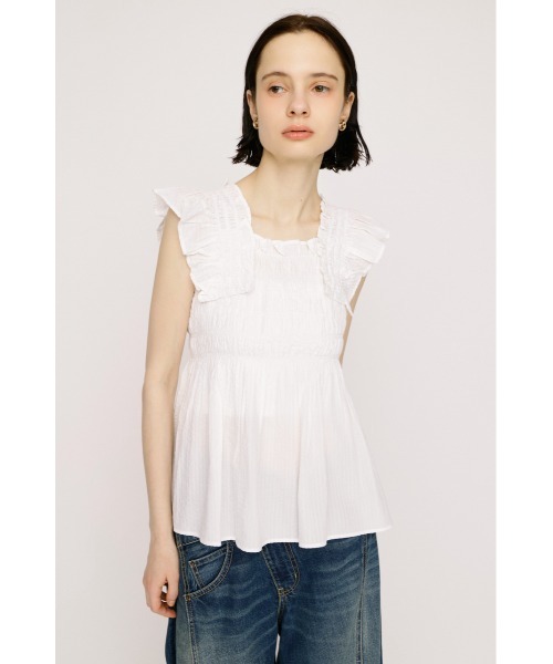 SLY（スライ） ブラウス シャツ SEERSUCKER ARM FRILL TOPS シアー