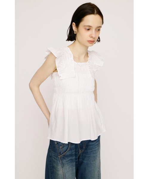 りーり出品 SLY（スライ） ブラウス シャツ SEERSUCKER ARM FRILL TOPS シアー