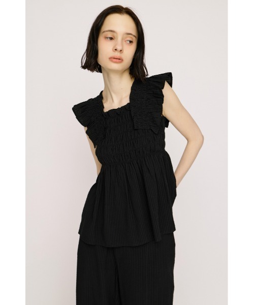 SLY（スライ） ブラウス シャツ SEERSUCKER ARM FRILL TOPS シアー