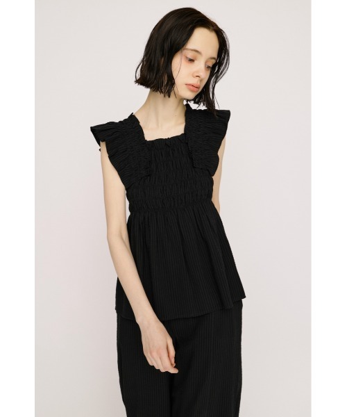 SLY（スライ） ブラウス シャツ SEERSUCKER ARM FRILL TOPS シアー