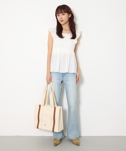 SLY（スライ） ブラウス シャツ SEERSUCKER ARM FRILL TOPS シアー