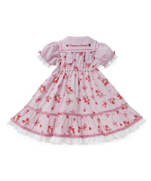 coeur a ワンピース ストロベリーリボンプリントワンピース キッズ
