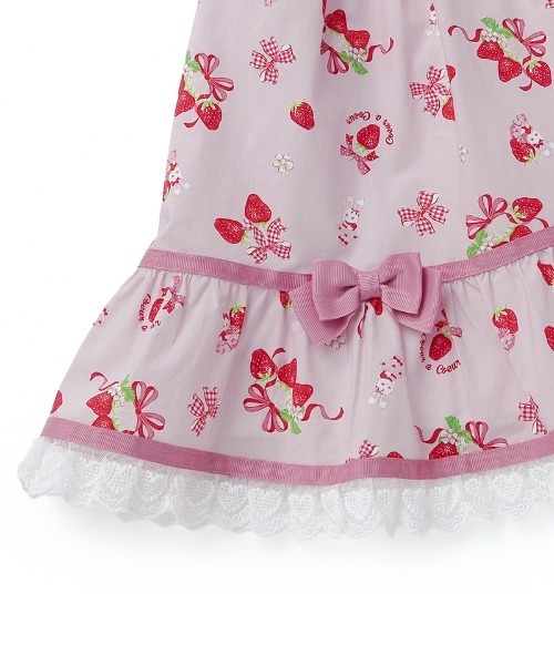 coeur a ワンピース ストロベリーリボンプリントワンピース キッズ