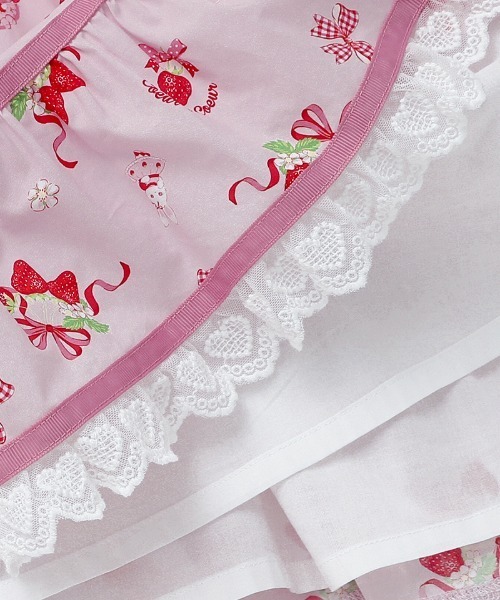 coeur a ワンピース ストロベリーリボンプリントワンピース キッズ