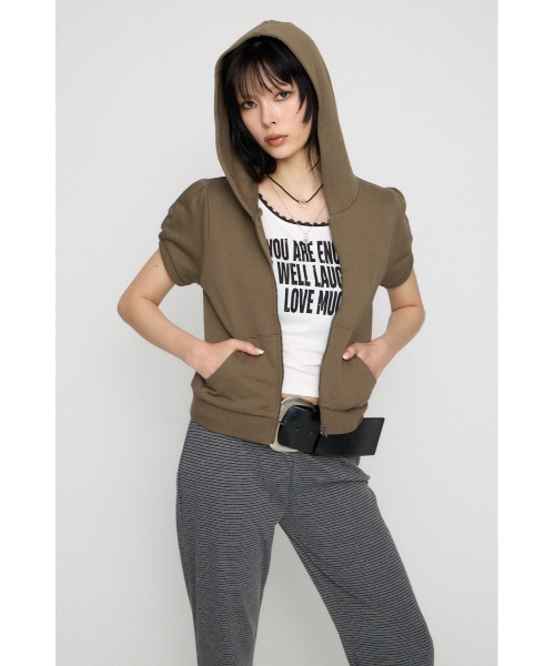 LAGUA GEM（ラグアジェム） パーカー PUFF SLEEVE ZIP トップス
