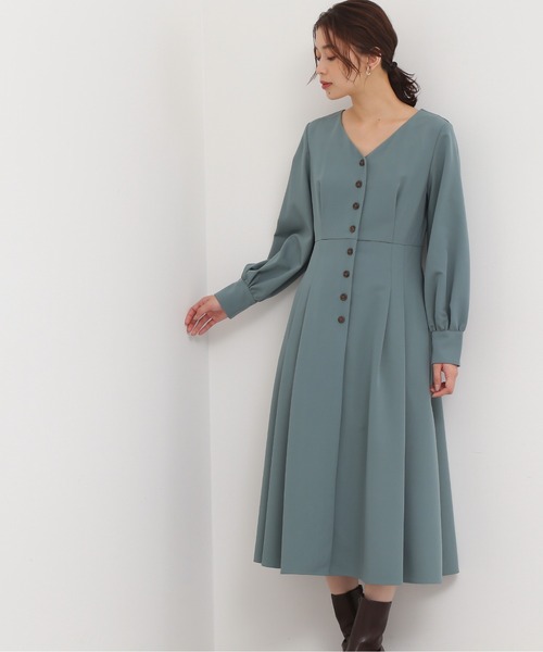 「NATURAL BEAUTY BASIC」 長袖ワンピース MEDIUM ネイビー レディース_画像2