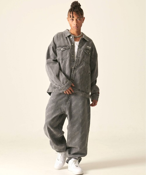 「FUBU」 デニムジャケット XX-LARGE チャコール メンズ_画像4