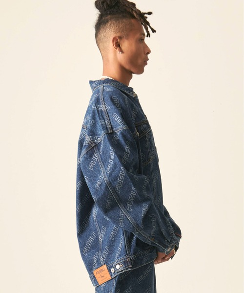 「FUBU」 デニムジャケット XX-LARGE チャコール メンズ_画像7