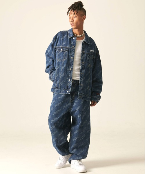 「FUBU」 デニムジャケット XX-LARGE チャコール メンズ_画像8