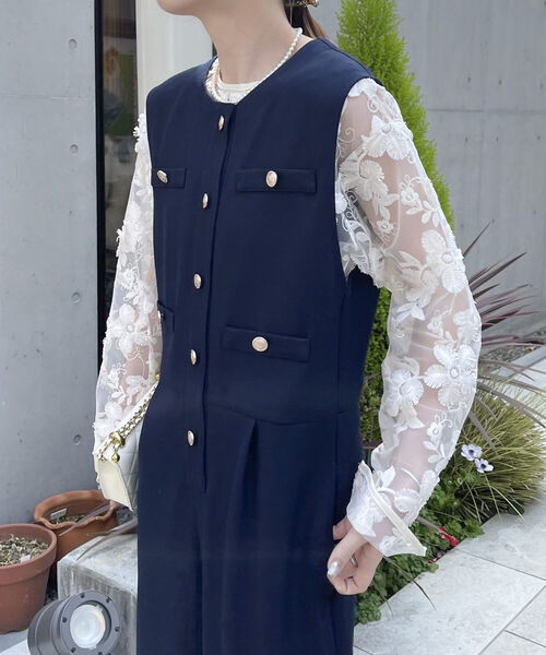 「fredy emue」 オールインワン 38 ネイビー レディース_画像2